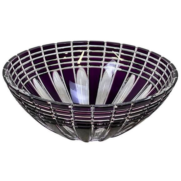 Caesar Crystal Bohemiae Czech Hand Cut 24% Lead Crystal XLG 'NORA' Bowl Violet - Picture 2 of 8